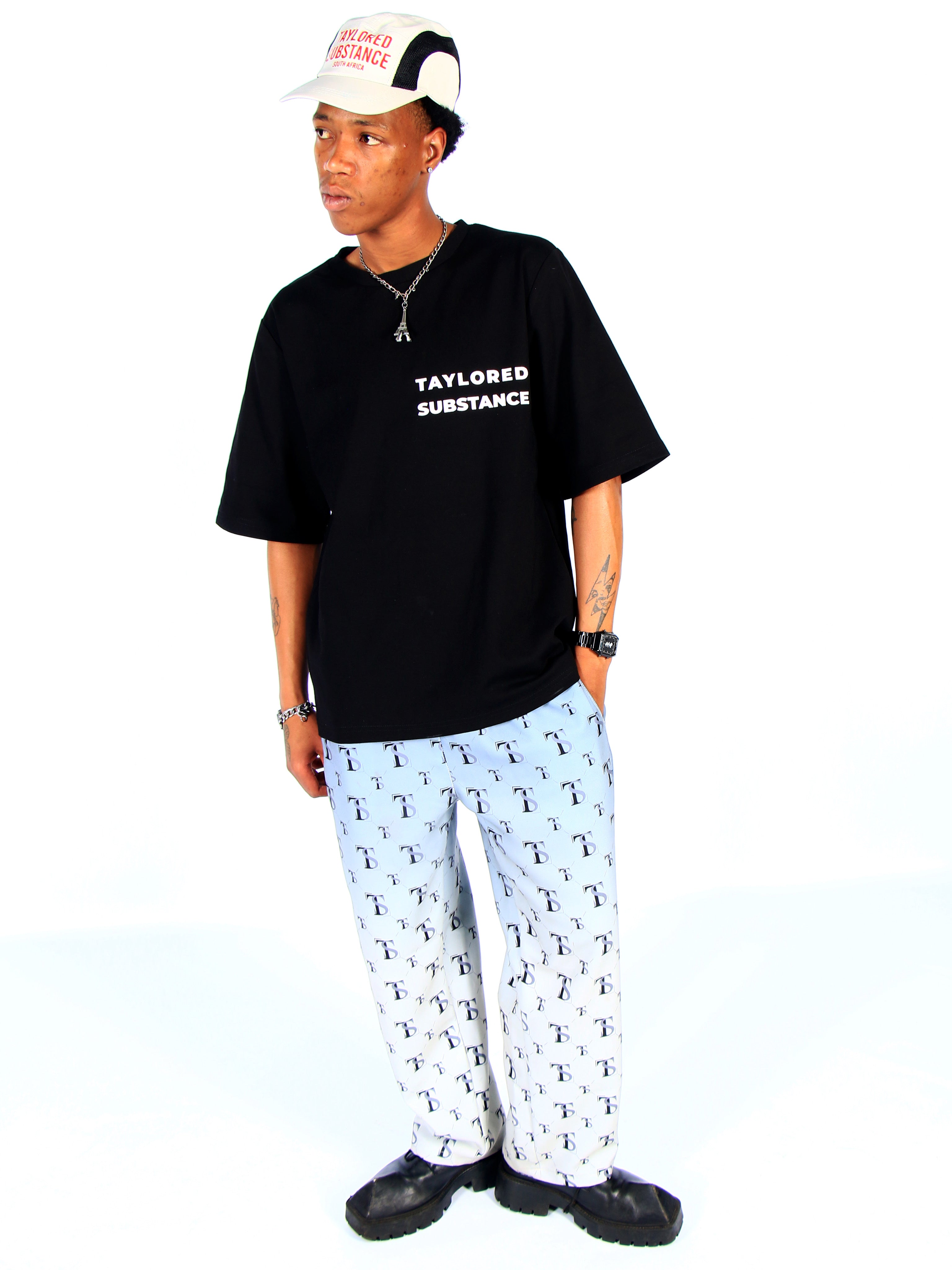 TS Monogram Pants — Light Blue