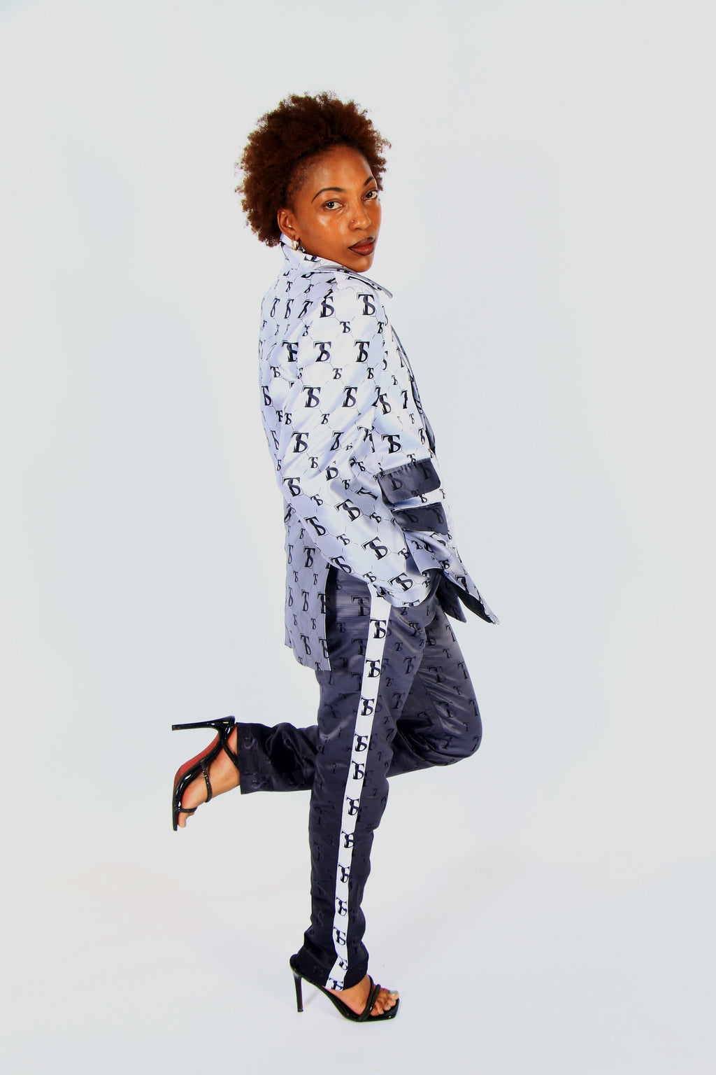 TS Monogram Suit Set — Navy/Dark