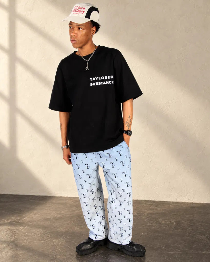 Monogram Pants — Light Blue
