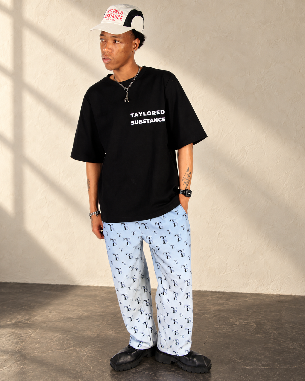Monogram Pants — Light Blue