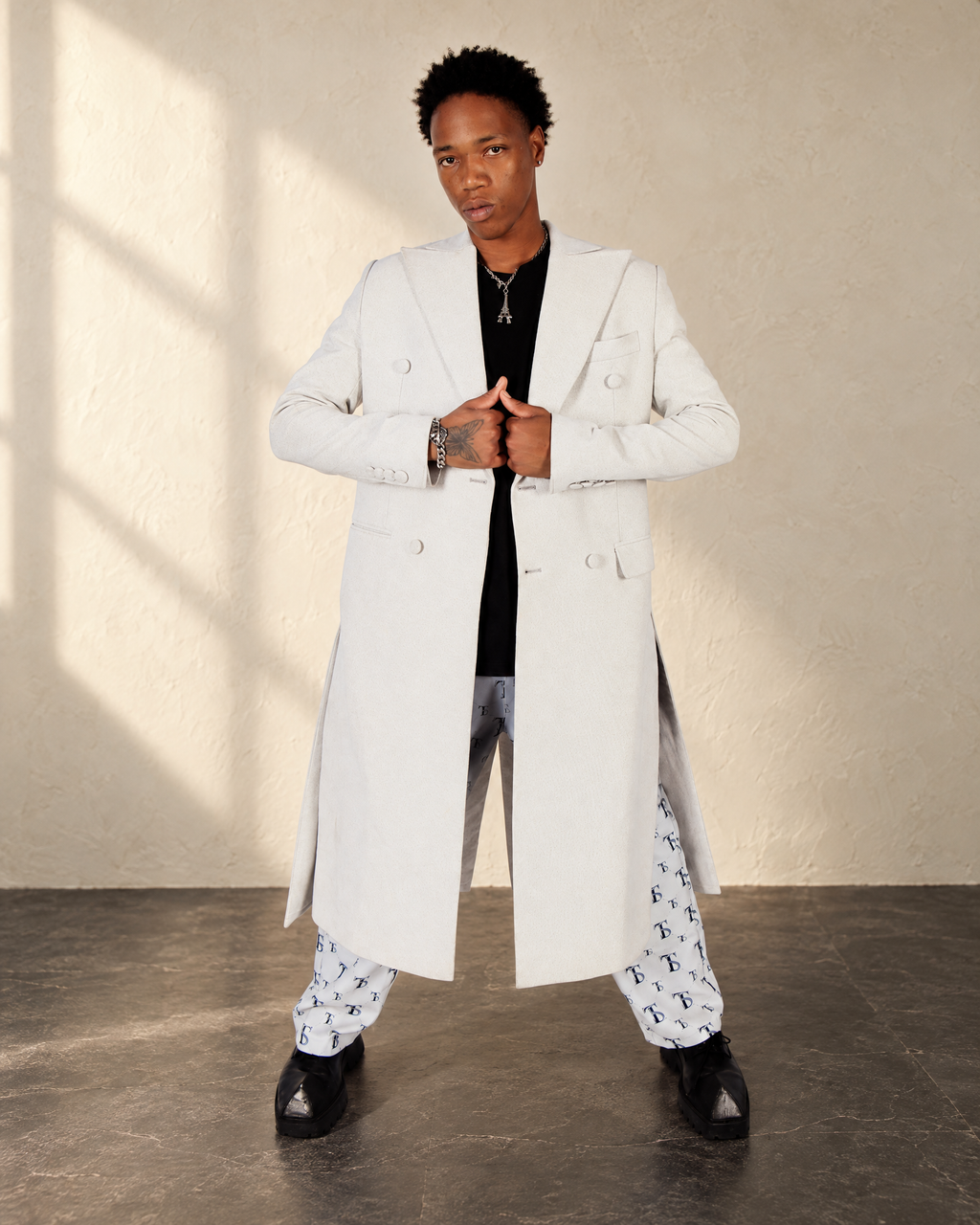 Monogram Trench Coat — Cream